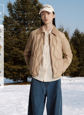 【白鹅绒】MOP25冬新款巴恩风轻盈灯芯绒巨好看翻领羽绒服外套女