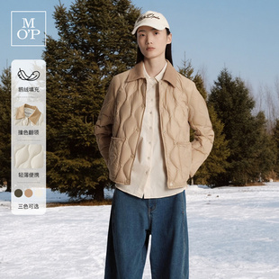 【白鹅绒】MOP25冬新款巴恩风轻盈灯芯绒巨好看翻领羽绒服外套女