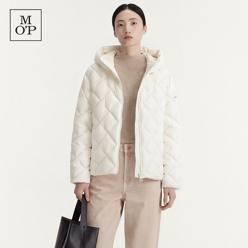 Marc O'Polo/MOP2026冬新款菱格纹连帽轻薄好看羽绒服女保暖外套