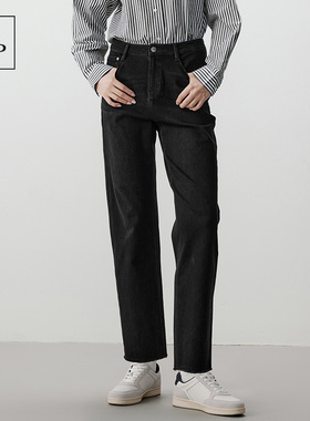 Marc O'Polo/MOP2025春夏新款经典黑色直筒宽松水洗法棍牛仔裤女