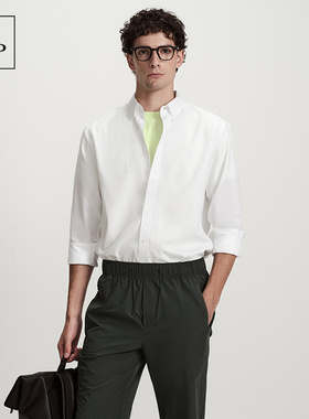 Marc O'Polo/MOP26春季新款纯色简约40S高支细牛津长袖衬衫男上衣