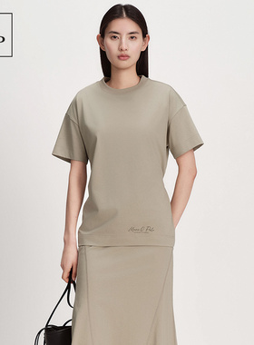 Marc O'Polo/MOP2026夏季新款纯色圆领可调节绑带设计短袖T恤女