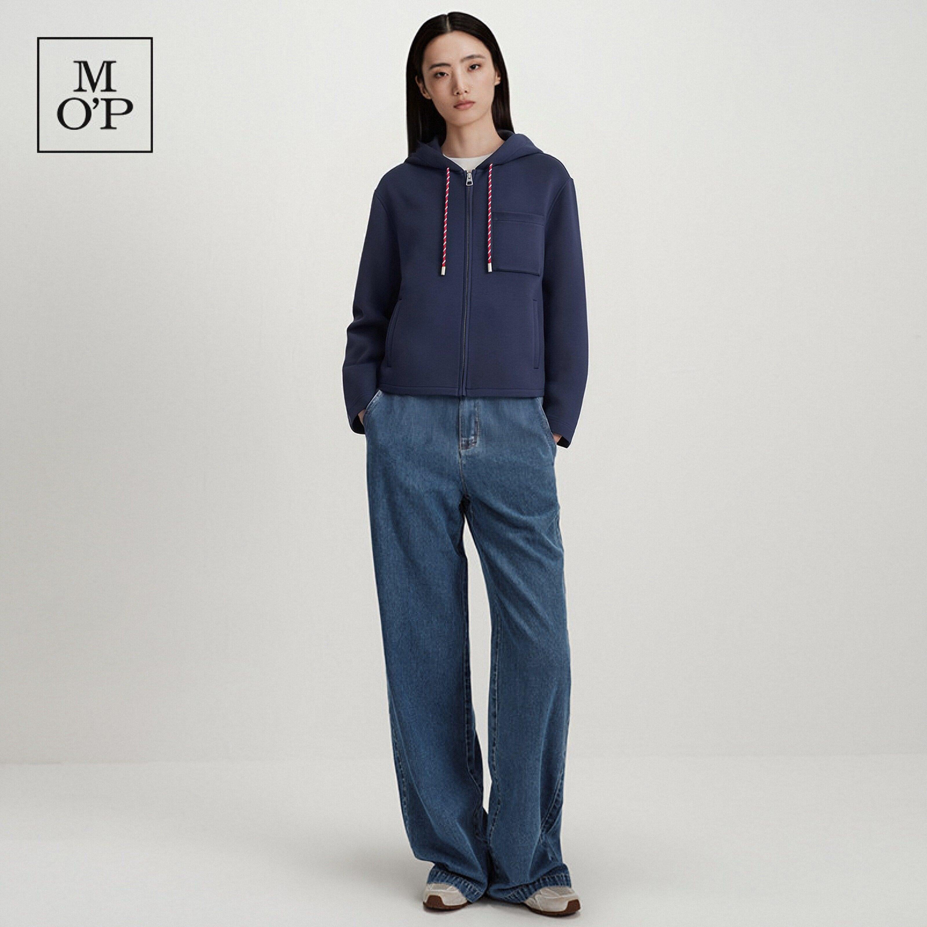 Marc O'Polo/MOP2026春季新款抽绳设计感连帽撞色卫衣外套女上衣