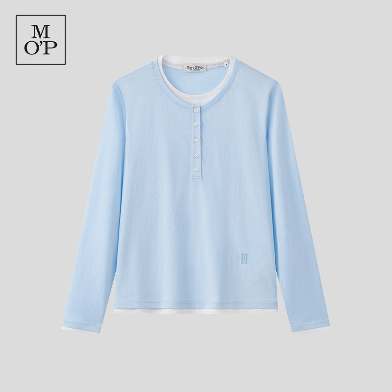 【哼哈冰冰】Marc O'Polo撞色边假两件长袖T恤