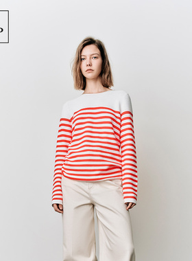 Marc O'Polo/MOP25春秋季新款宽松时尚纯棉条纹圆领长袖T恤女上衣