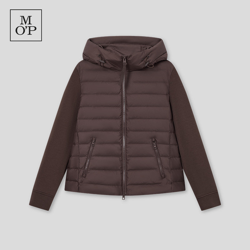 Marc O'Polo/MOP2026冬季新款时髦拼接连帽轻薄鹅绒羽绒服女外套