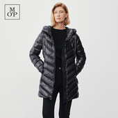 气质白鸭绒时尚 Polo Marc MOP冬季 新款 中长款 收腰连帽女羽绒服
