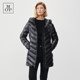 气质白鸭绒时尚 Polo Marc MOP冬季 新款 中长款 收腰连帽女羽绒服