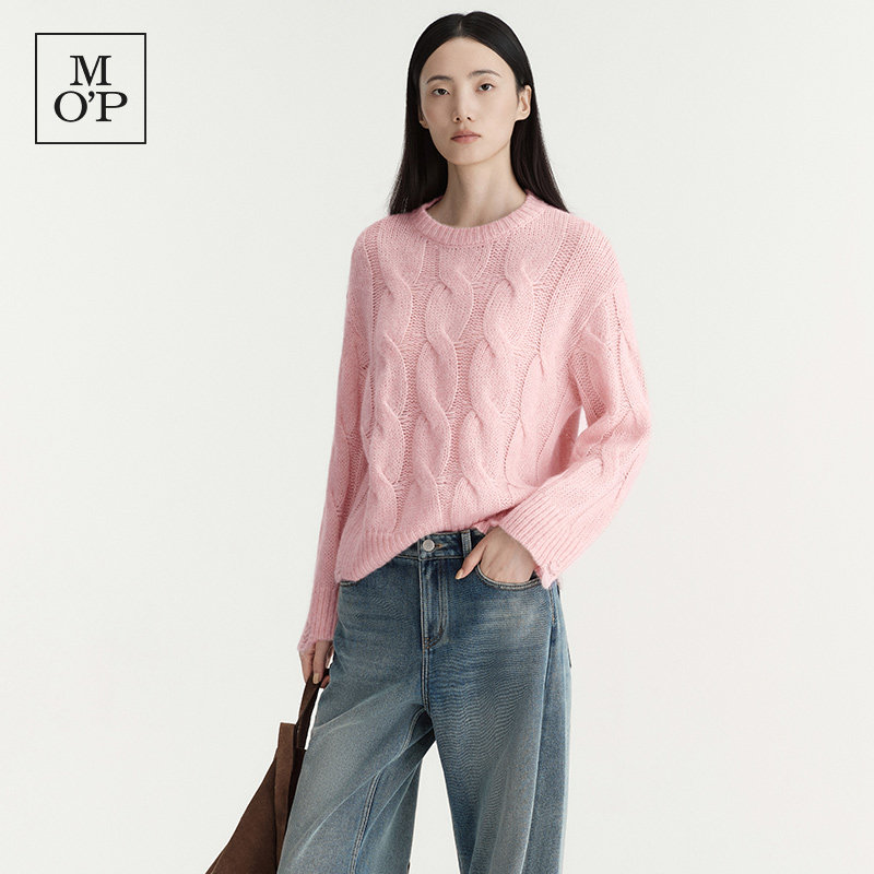 Marc O'Polo2026冬季新款羊驼毛混纺针织衫女提花慵懒风宽松毛衣
