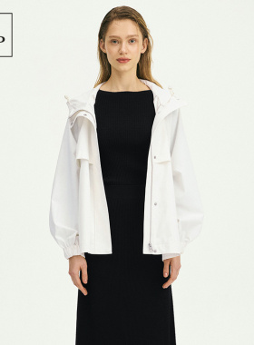 Marc O'Polo/MOP 春季新款时尚抗皱外套侧开叉设计薄款连帽夹克女