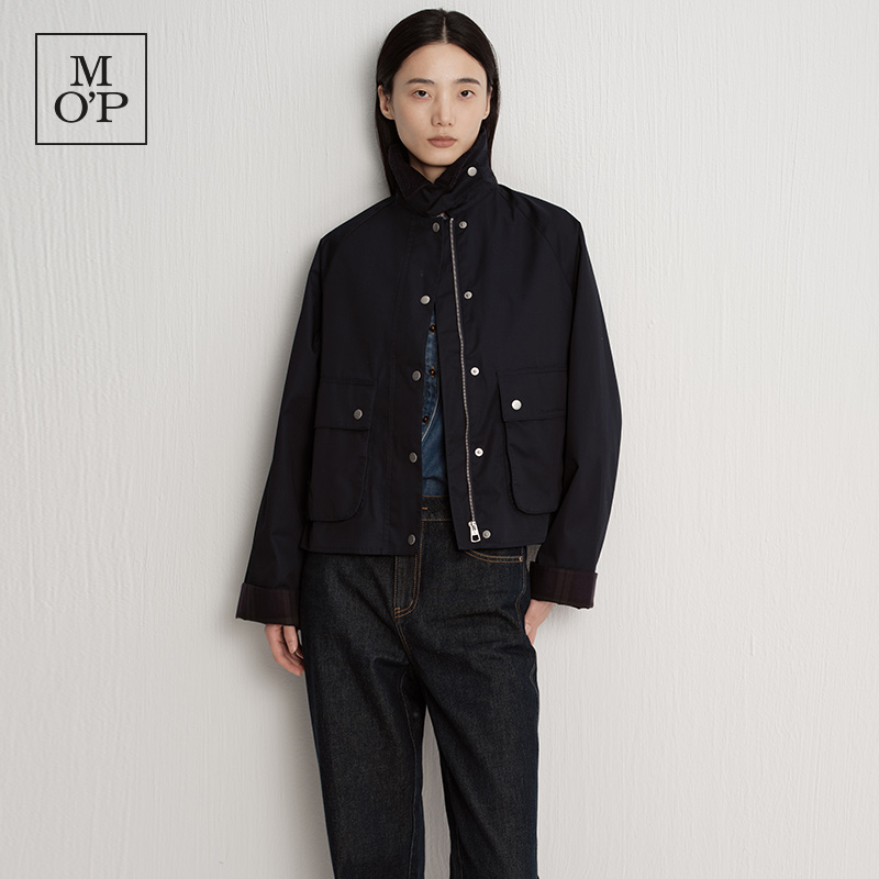 Marc O'Polo/MOP2025秋季新款复古撞色翻领贴袋装饰风衣夹克女士