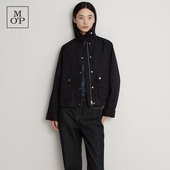 复古撞色翻领贴袋装 Marc 饰风衣夹克女士 MOP2025秋季 新款 Polo