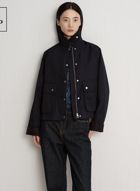 Marc O'Polo/MOP2025秋季新款复古撞色翻领贴袋装饰风衣夹克女士