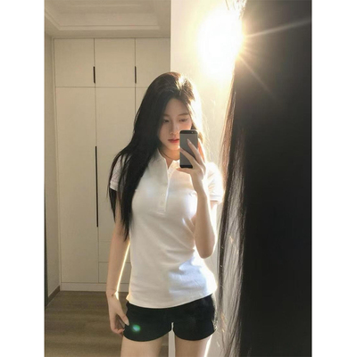 美式POLO领修身显瘦短袖T恤女