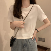 短袖 T恤女夏装 韩版 ins超火短款 潮网红学生高腰露脐宽松半袖 上衣服