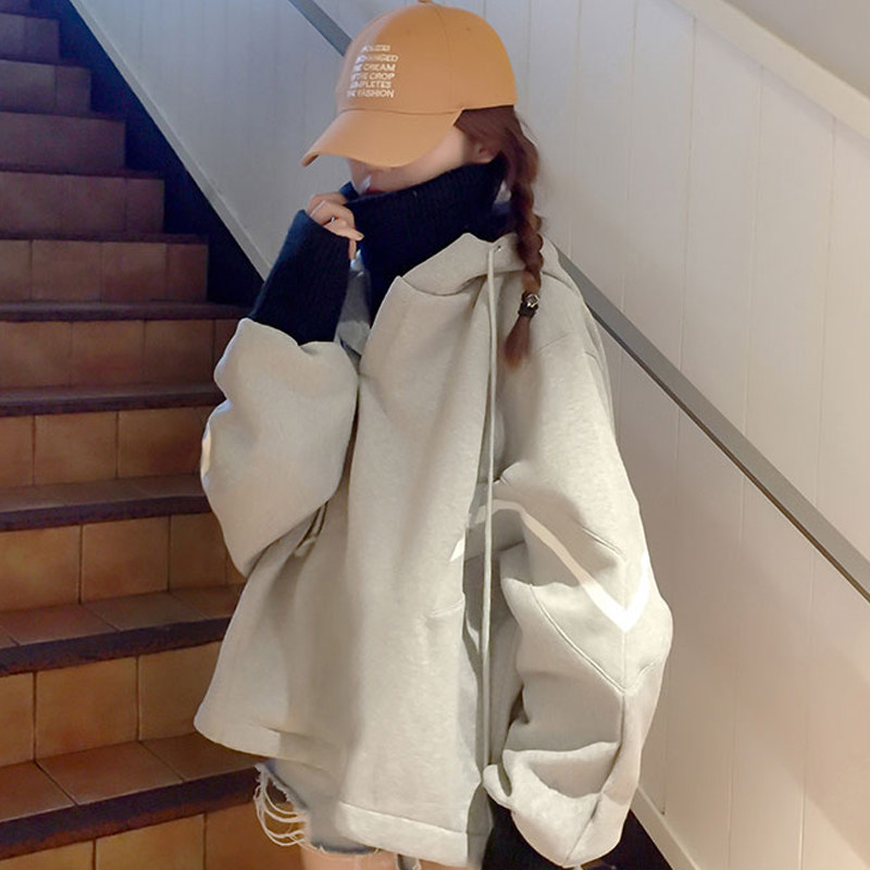 卫衣女秋冬新款假两件高领加绒加厚毛衣外套韩版潮学生宽松上衣服|ruв категории Женская одежда, свитер/свитер - от Buy2taobao.com для оказания профессиональной услуги покупки агента Taobao