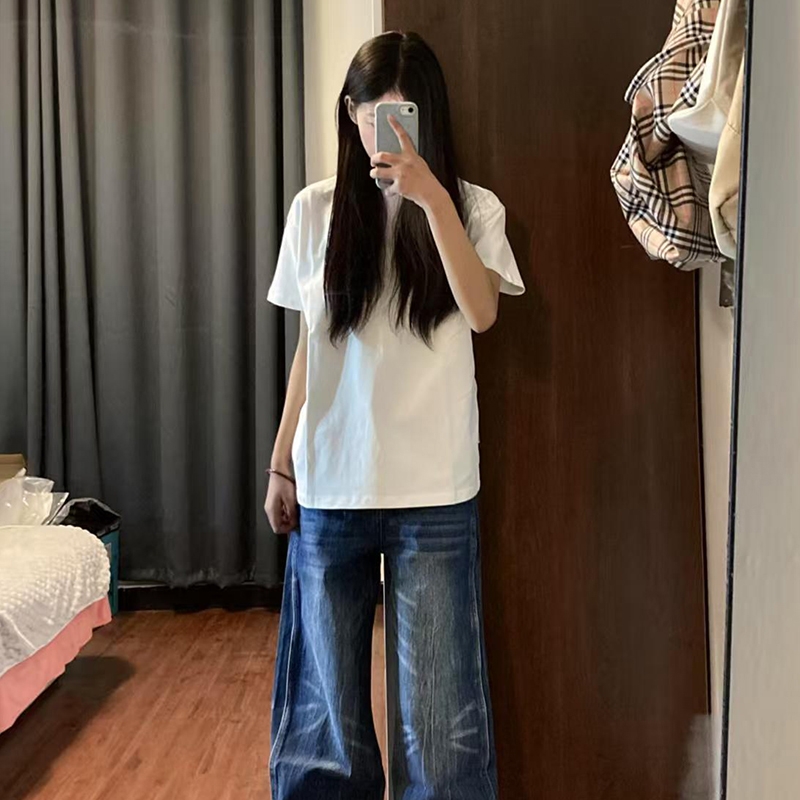 宽松百搭圆领纯棉短袖T恤女