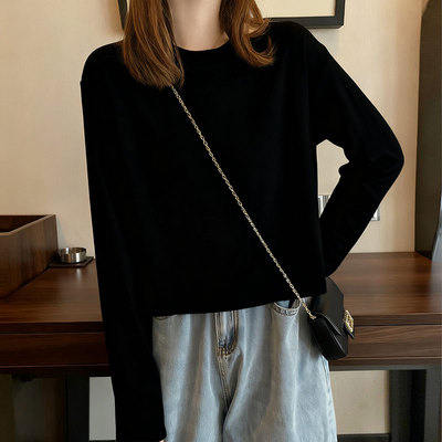 ins超火短款女春长袖打底韩版