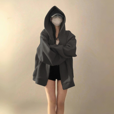 美式oversize连帽卫衣女