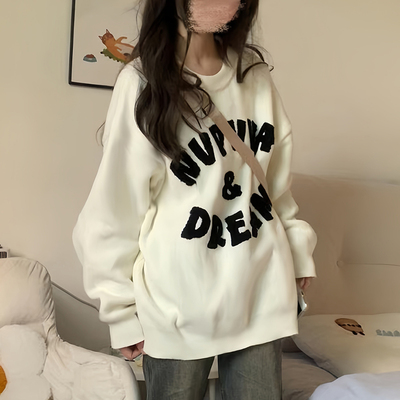 美式oversize无帽薄款卫衣女