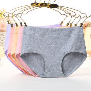 4 都市舒适100%全棉内裤丽人女士中腰黑红灰色纯棉女式三角裤