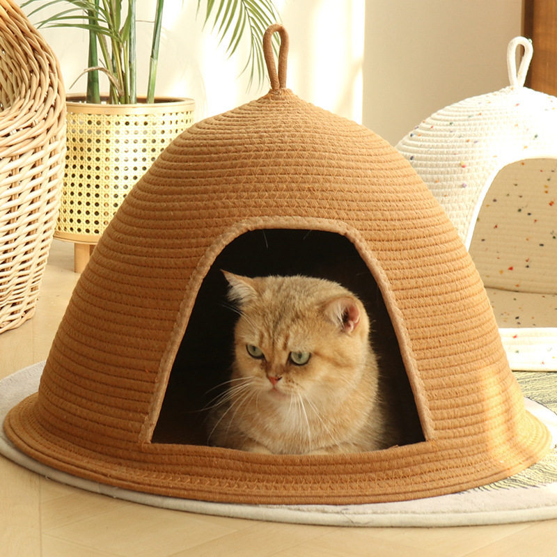 冬季保暖封闭式猫窝棉绳编织藤编猫屋安全感睡窝狗窝帐篷耐磨耐抓,宠物/宠物食品及用品,猫窝/屋/帐篷/沙发,淘宝优惠券,粉丝福利购,淘宝优惠卷