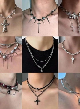 芒星双层项链男款潮毛衣链轻奢小众设计感嘻哈风情侣男生女锁骨链