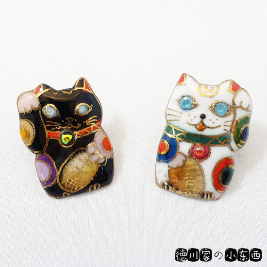 日本代购 七宝烧 景泰蓝 和风手工 招财猫 胸针 胸花 背包挂饰