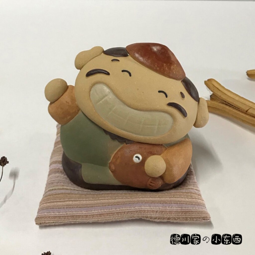 日本代购 动漫风七福神素陶摆件 惠比寿天 可爱 好运 民俗 工艺品