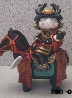 日本代购 动漫黏土摆件 生气猫咪 苦闷猫咪 战国大将 骑马