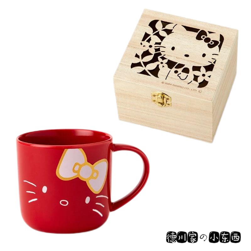 日本代购 HelloKitty 凯蒂猫 木盒装 陶瓷 马克杯 咖啡杯 水杯