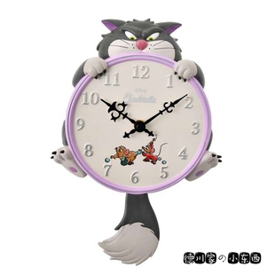 日本代购 灰姑娘 坏坏猫 路西法 墙饰 壁饰 可爱 卡通 时钟 挂钟