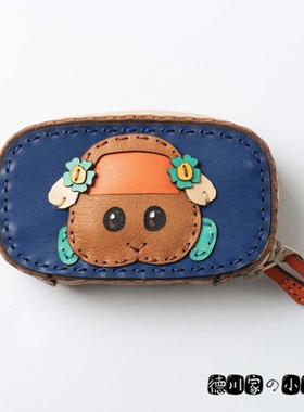 日本代购 OJAGA DESIGN PUI PUI 天竺鼠车车 蓝色 牛皮汽车钥匙包