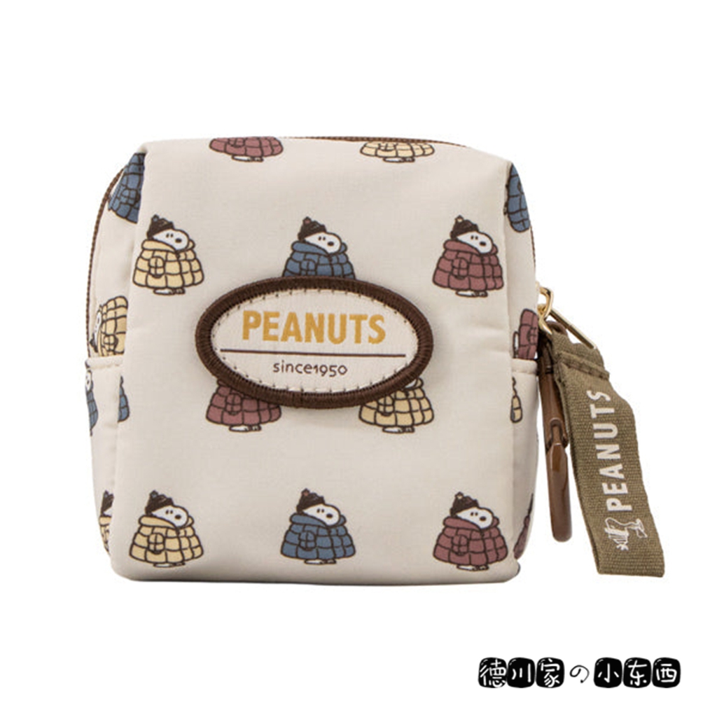 日本代购 snoopy 史努比 厚衣 卡其色 化妆包 小物收纳包 手包