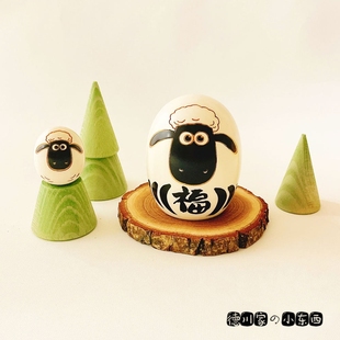 日本代购 卯三郎木偶 小羊肖恩 丸形 可爱 娃娃 民俗 工艺品 摆件