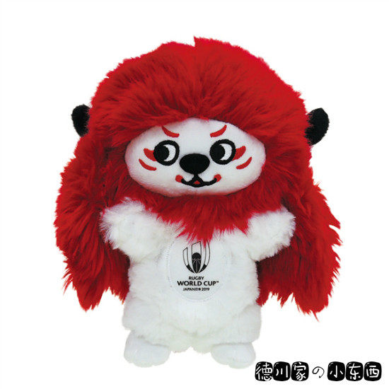 日本代购 rwc2019 吉祥物 歌舞伎 红白狮子舞 s号 毛绒公仔娃娃