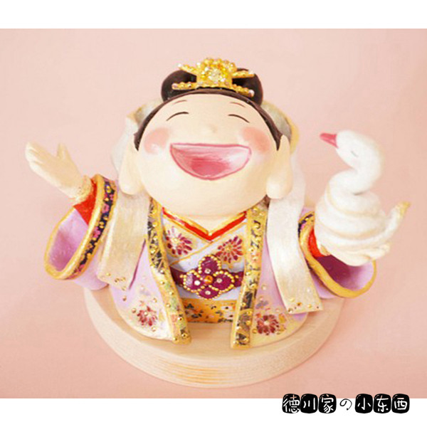 日本代购 匠人手工 七福神 弁财天 仰天大笑 好运招福 可爱小摆件
