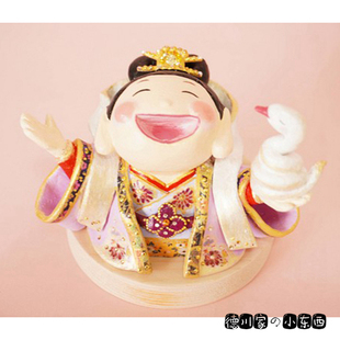 日本代购 匠人手工 七福神 弁财天 仰天大笑 好运招福 可爱小摆件