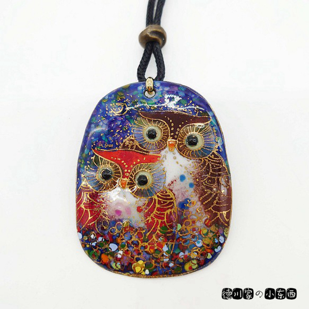 日本代购 匠人手工 七宝烧 不苦劳 猫头鹰 精美 项链 吊坠首饰