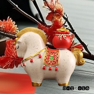 日本代购 匠人手工 背福袋的胖马 可爱 精美 民俗 工艺 小摆件