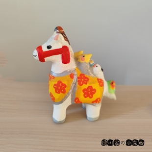 日本代购 匠人手工 2026 马年 文雀与小马 可爱 民俗 工艺品 摆件