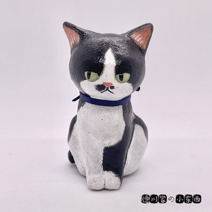 日本代购 匠人手工 可爱小猫 奶牛猫 左立 可爱 民俗工艺 小摆件
