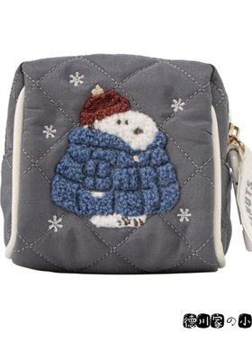 日本代购 snoopy 史努比 厚衣 灰色 卡通 化妆包 小物收纳包 手包