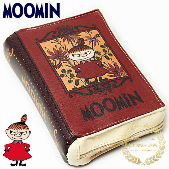 日本代购moomin姆明一族亚美书本造型化妆小物品收纳包手包手袋