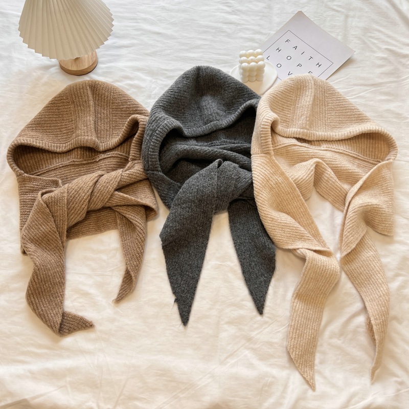 巴拉克拉法帽女秋冬新款韩版针织毛线帽子围巾两用保暖护耳雷锋帽