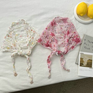 碎花小清新菱形小丝巾女叠穿裤裙屁帘腰带外搭吊坠半身裙薄围巾