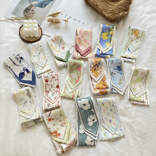 小长条高级感碎花发带绑发