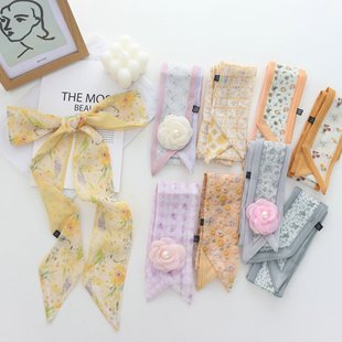 黄色超仙丝巾发带女洋气时尚小长条春秋绑头发丝带小领巾装饰飘带