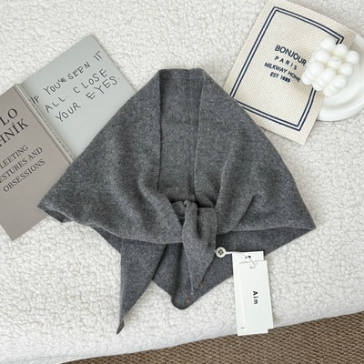 高级感100%羊毛针织三角巾女韩版秋冬季柔软护颈百搭领巾保暖围脖