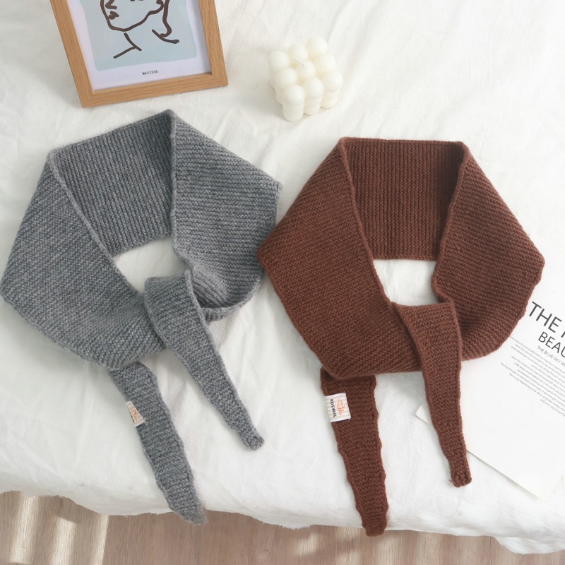 2025年新款100%羊毛保暖舒适围巾纯色多巴胺菱形护脖领巾装饰搭配